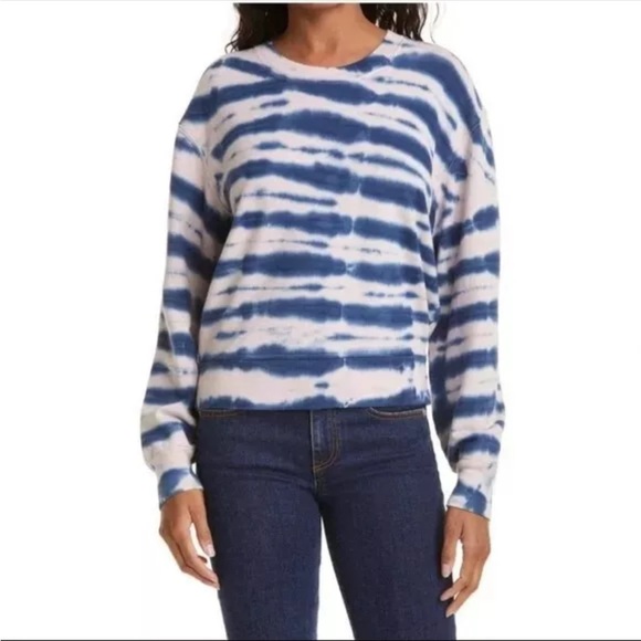 Rails Ramona‎ Striped Indigo Tie Dye Sweatshirt Sz Large - Picture 1 of 8
